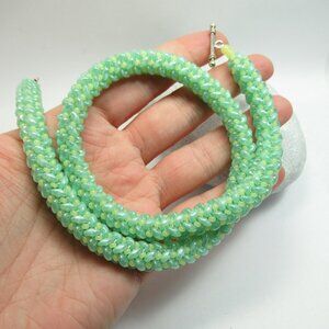 Handwoven Uranium glass Superduo necklace